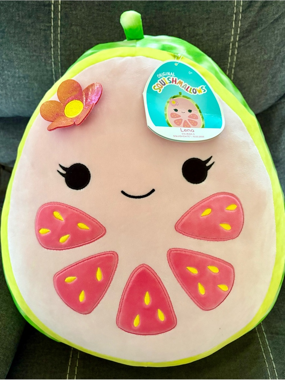 Squishmallows Lena Pink & Green Fruit Plush Pillow